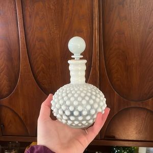 Fenton white perfume bottle hobnail